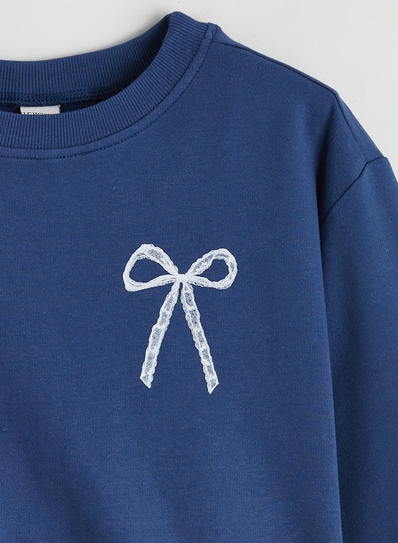 ال سي وايكيكي سويتشيرت بناتي تقيل مطبوع فيونكة - Image 2